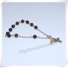 New Colourful Stone Beads Catholic Rosary Bracelet on Chain (IO-CB181)